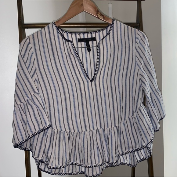 BCBG Stripped Embroidered Cropped Top Size small - Picture 2 of 9